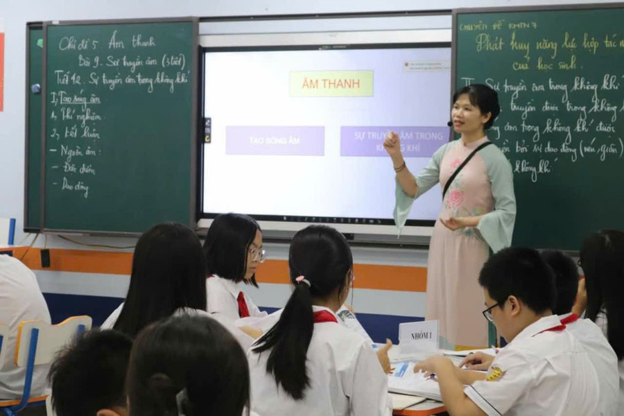 Giờ học tại Trường THCS Nam Từ Liêm (Xuân Phương, Hà Nội).