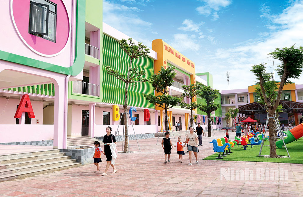 Trường Mầm non Bích Đào (phường Hoa Lư) được đầu tư xây dựng khang trang, hiện đại, đưa vào sử dụng tháng 6/2025.